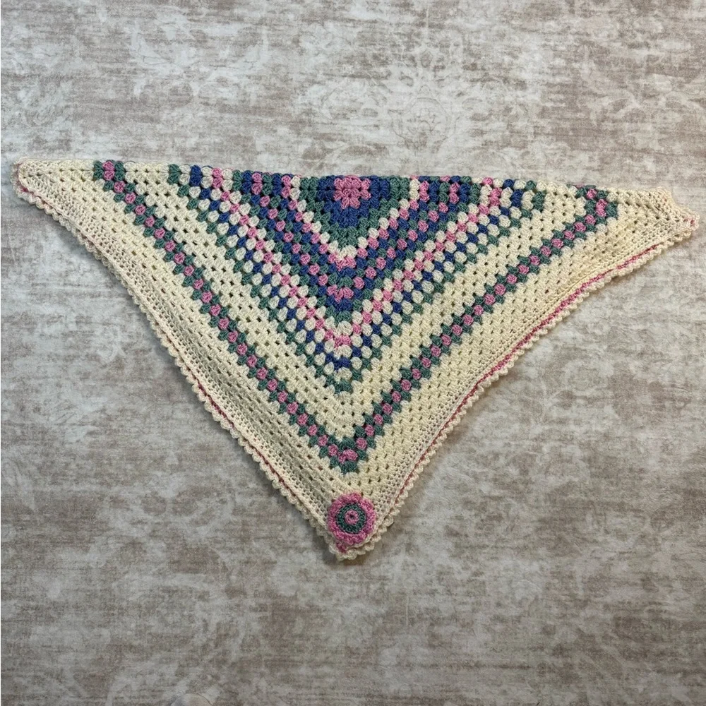 Handmade Crochet Granny Square Blanket Shawl Cottagecore Coquette‎